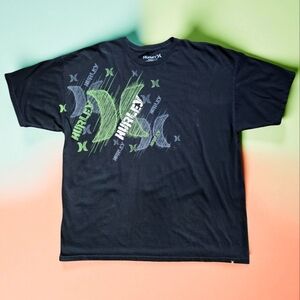 HURLEY Black and Green Short Sleeve Tee. Size XXL. GREAT CONDITION!